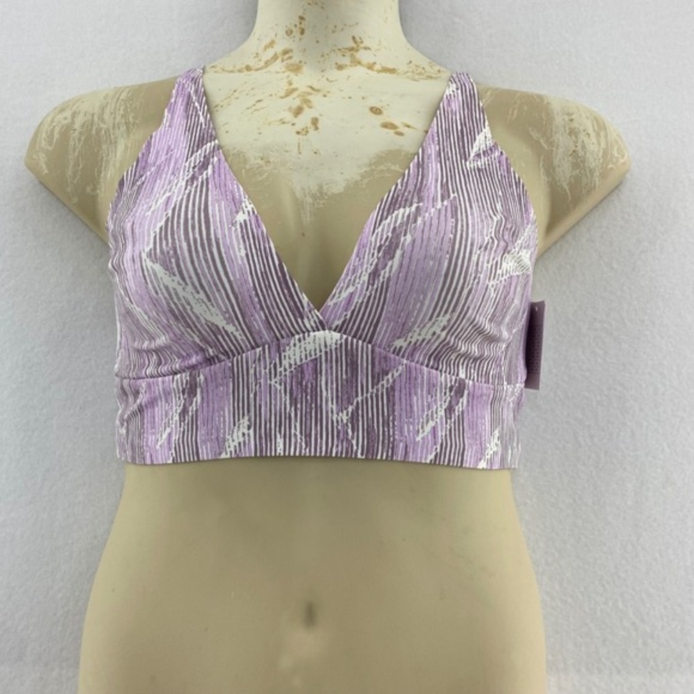 Auden Unlined Bralette Long Line Simple Pullover Style Purple White Size L